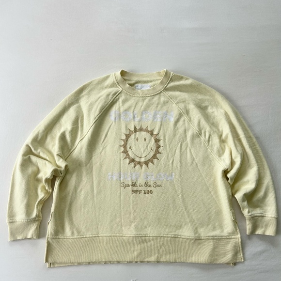 aerie Sweaters - Aerie The Smiley Company Sweater Pullover “Golden Hour Glow” Sz M Butter Yellow